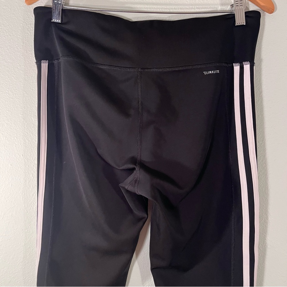Adidas vintage style Black Leggings with White Stripes women’s size large - Picture 7 of 11